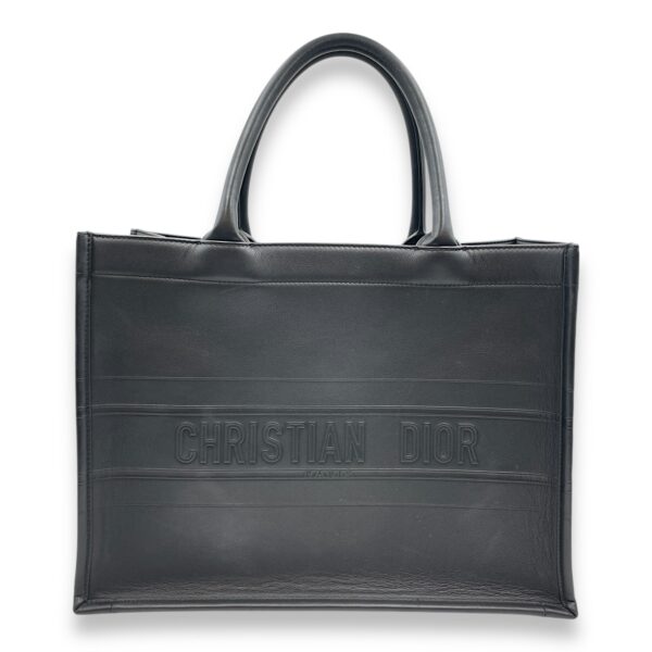 Book Tote Medium Black Top Handle Bag in Calfskin