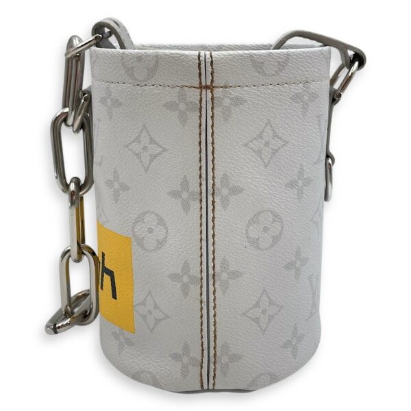 Chalk Grey Bucket Bag in Coated Canvas, Silver hardware - Image 3
