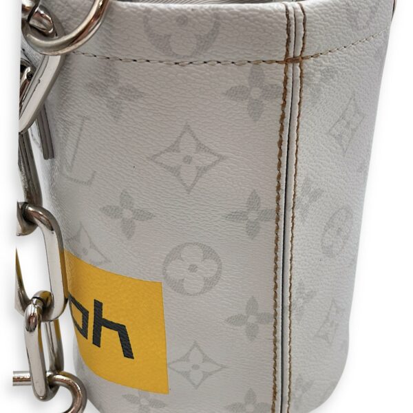 Chalk Grey Bucket Bag in Coated Canvas, Silver hardware - Image 11