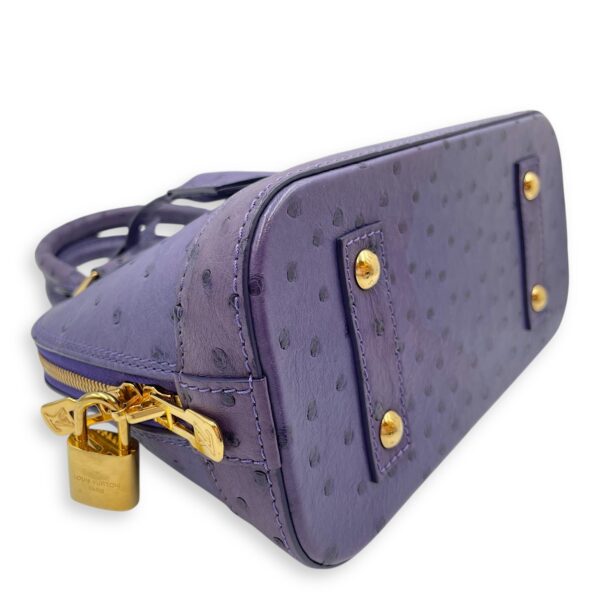 Alma Purple Crossbody Bag in Ostrich, Gold hardware - Image 8