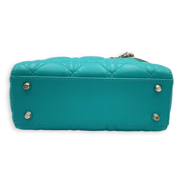 Lady Dior Mini Blue Top Handle in Lambskin, Silver hardware - Image 6