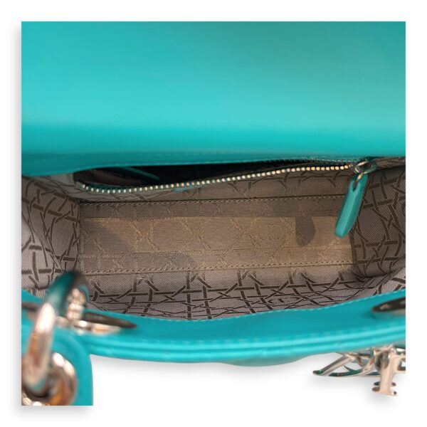 Lady Dior Mini Blue Top Handle in Lambskin, Silver hardware - Image 7