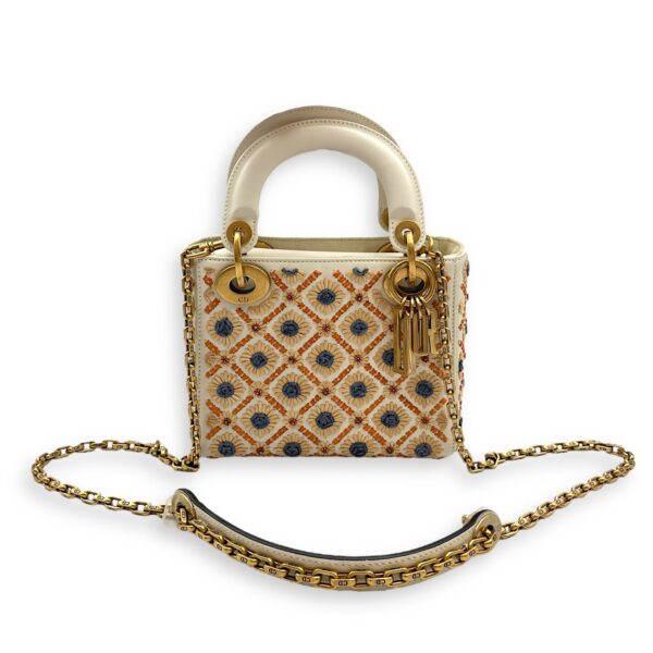 Lady Dior Mini Multi-Color Top Handle Bag in Calfskin, Brushed Gold hardware - Image 11