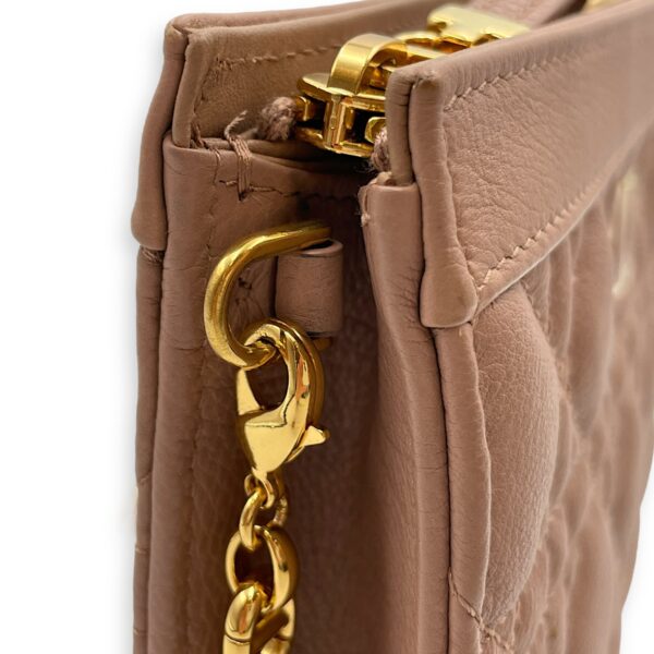 Cannage Caro Zip Pouch Beige Chain Bag in Lambskin, Gold hardware - Image 11