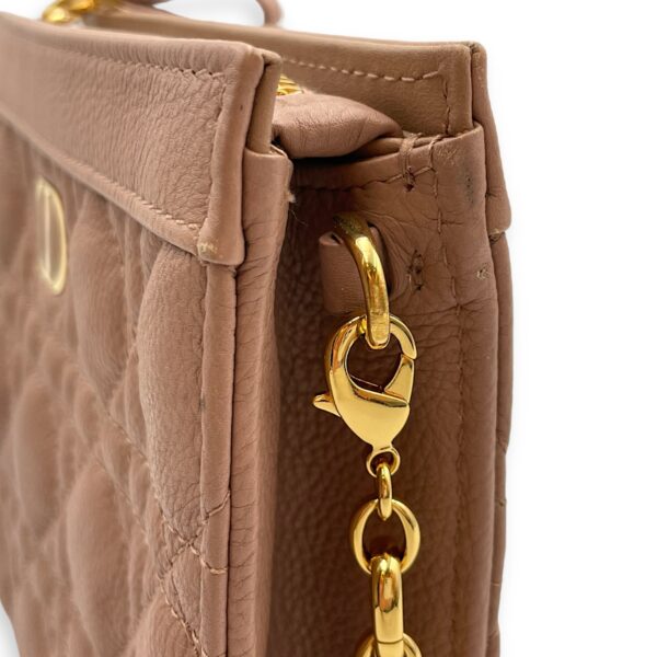 Cannage Caro Zip Pouch Beige Chain Bag in Lambskin, Gold hardware - Image 10