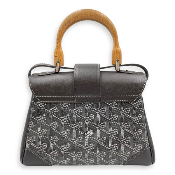 Saigon Souple Mini Grey Crossbody Bag in Calfskin, Silver hardware - Image 3