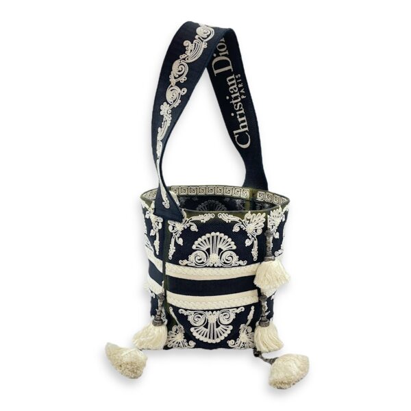 D-Bubble Blue Bucket Bag in Canvas, Brushed Palladium hardware - Image 3