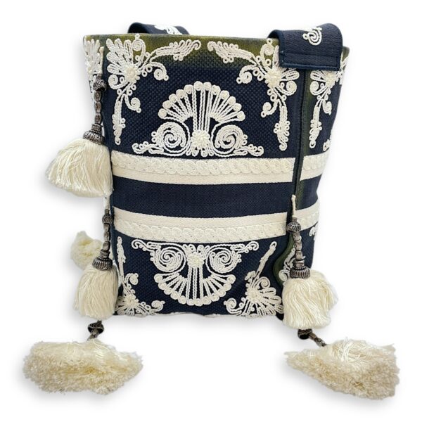 D-Bubble Blue Bucket Bag in Canvas, Brushed Palladium hardware - Image 5