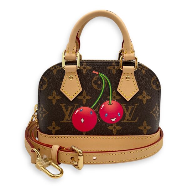 Alma LV x TM Cherry Nano Brown Monogram Top Handle Bag in Coated Canvas, Gold hardware - Image 8