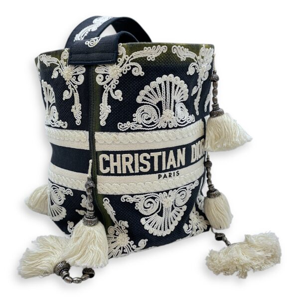 D-Bubble Blue Bucket Bag in Canvas, Brushed Palladium hardware - Image 12