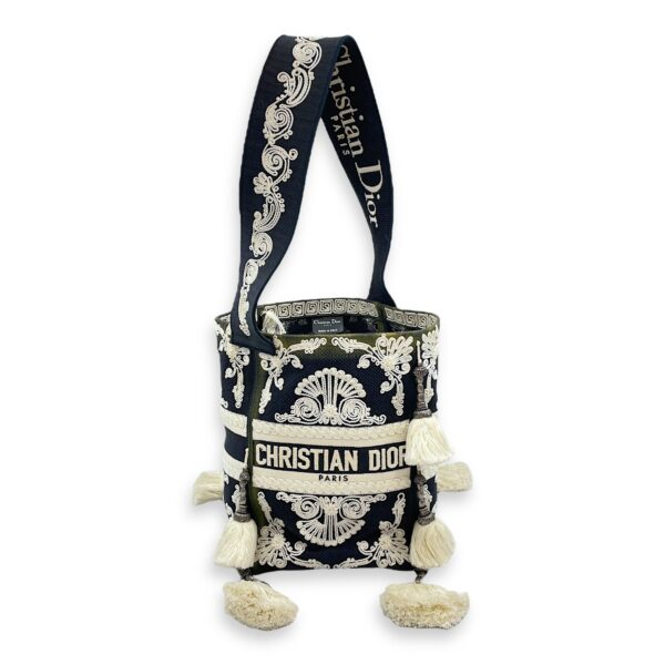 D-Bubble Blue Bucket Bag in Canvas, Brushed Palladium hardware