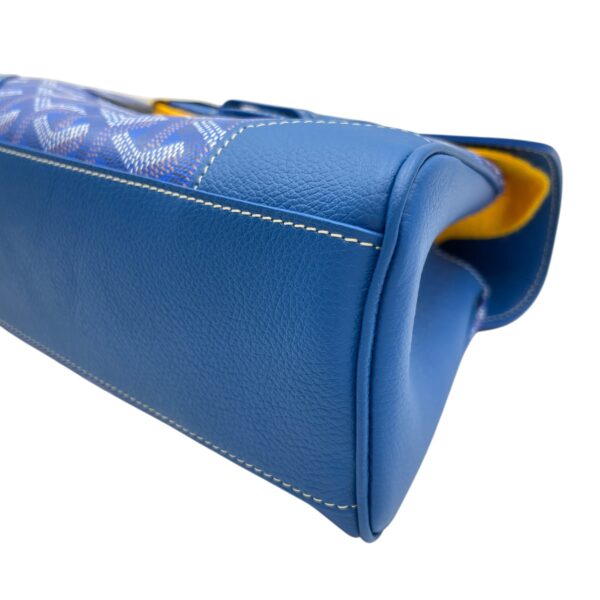Goyardine Saigon Souple Satchel Mini Blue Crossbody Bag in Calfskin, Silver hardware - Image 8