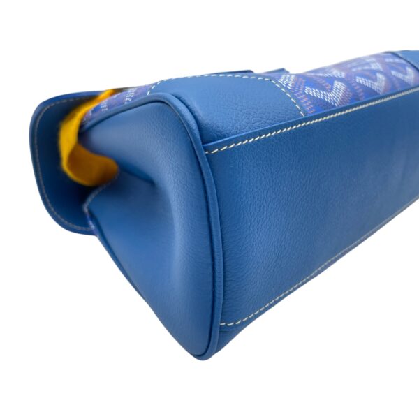 Goyardine Saigon Souple Satchel Mini Blue Crossbody Bag in Calfskin, Silver hardware - Image 7