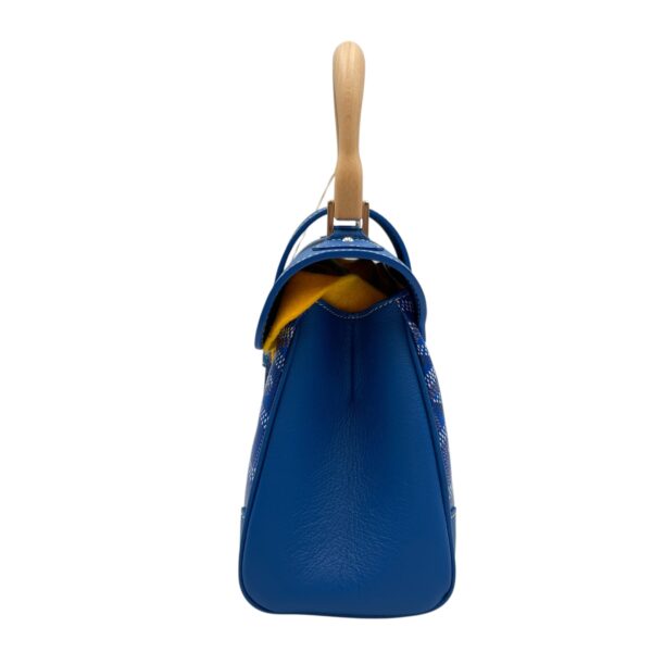 Goyardine Saigon Souple Satchel Mini Blue Crossbody Bag in Calfskin, Silver hardware - Image 5