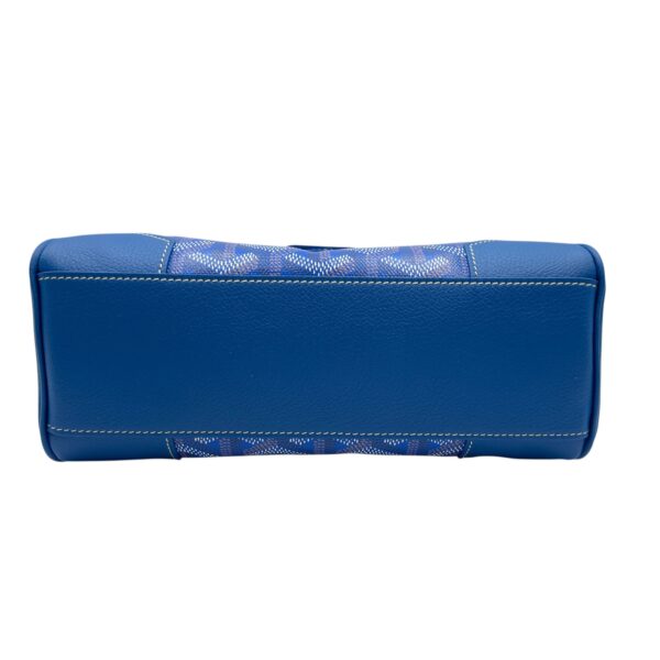 Goyardine Saigon Souple Satchel Mini Blue Crossbody Bag in Calfskin, Silver hardware - Image 6