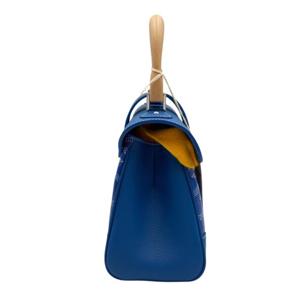 Goyardine Saigon Souple Satchel Mini Blue Crossbody Bag in Calfskin, Silver hardware - Image 4