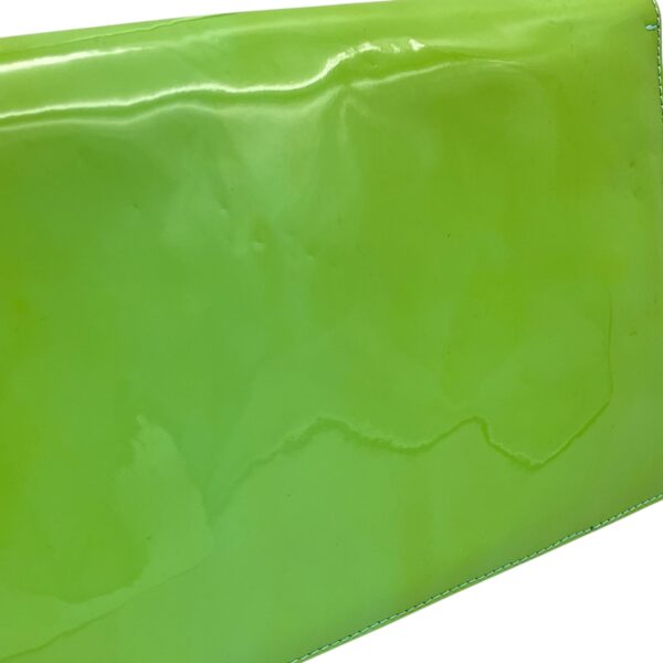 Cara Bow Green Crossbody Bag in Patent Leather, Silver hardware - Image 3