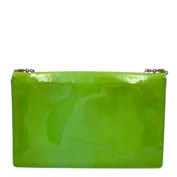 Cara Bow Green Crossbody Bag in Patent Leather, Silver hardware - Image 9