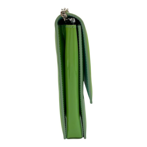 Cara Bow Green Crossbody Bag in Patent Leather, Silver hardware - Image 8