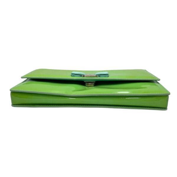 Cara Bow Green Crossbody Bag in Patent Leather, Silver hardware - Image 15