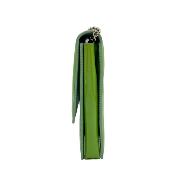 Cara Bow Green Crossbody Bag in Patent Leather, Silver hardware - Image 16