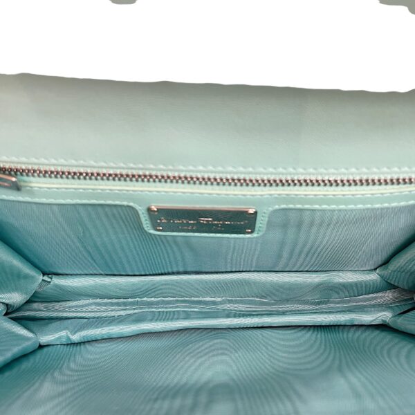 Cara Bow Green Crossbody Bag in Patent Leather, Silver hardware - Image 5