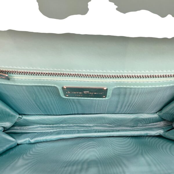 Cara Bow Green Crossbody Bag in Patent Leather, Silver hardware - Image 12