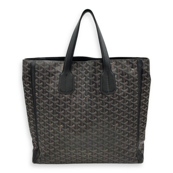 Voltaire Black Tote Bag in Coated Canvas, Silver hardware - Image 3