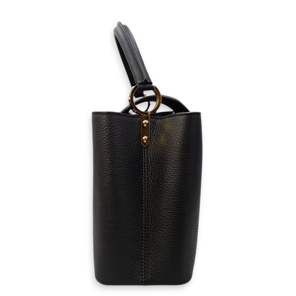Capucines Iris Blossom PM Black Top Handle Bag in Calfskin, Gold hardware - Image 7