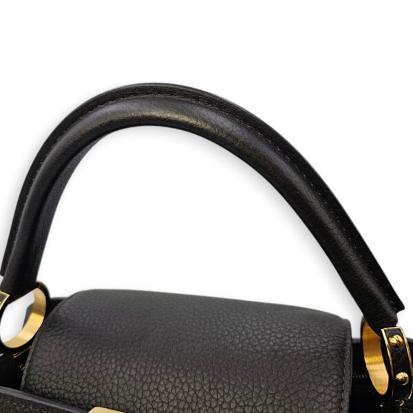Capucines Iris Blossom PM Black Top Handle Bag in Calfskin, Gold hardware - Image 14
