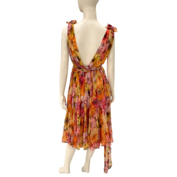 Daisy-Print Chiffon Plunge Dress 38 Multi-colour Ready-To-Wear in Silk - Image 3