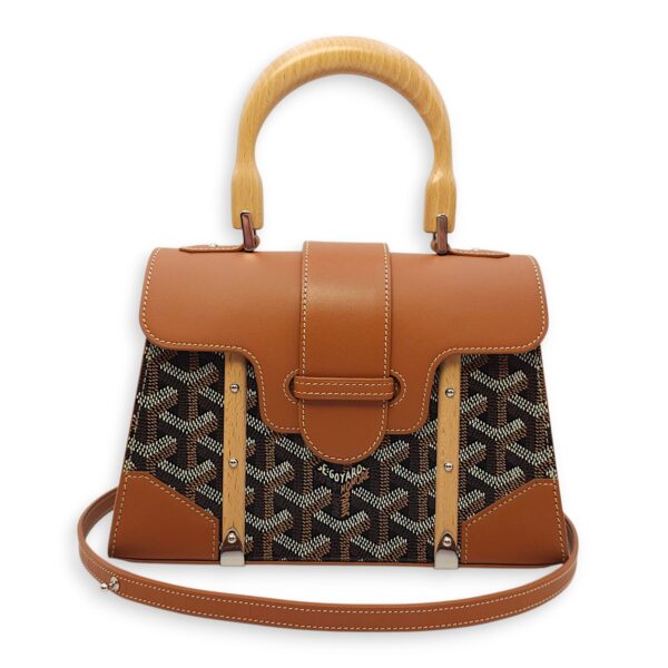 Saigon Mini Brown Shoulder Bag in Calfskin, Silver hardware - Image 12