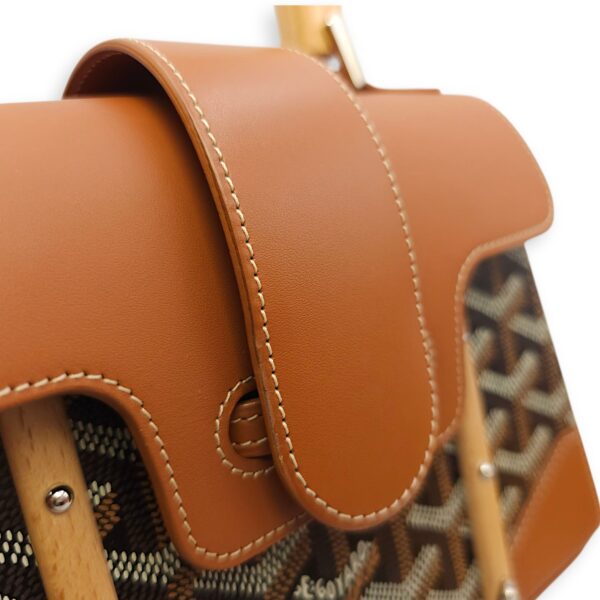 Saigon Mini Brown Shoulder Bag in Calfskin, Silver hardware - Image 8