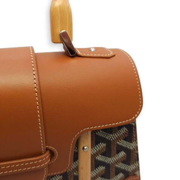 Saigon Mini Brown Shoulder Bag in Calfskin, Silver hardware - Image 6
