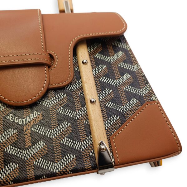 Saigon Mini Brown Shoulder Bag in Calfskin, Silver hardware - Image 5