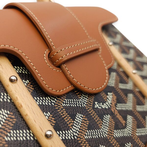 Saigon Mini Brown Shoulder Bag in Calfskin, Silver hardware - Image 7