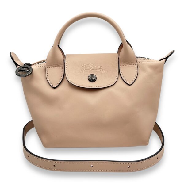 Le Pliage Xtra XS Nude Crossbody Bag in Calfskin, Ruthenium hardware - Image 12