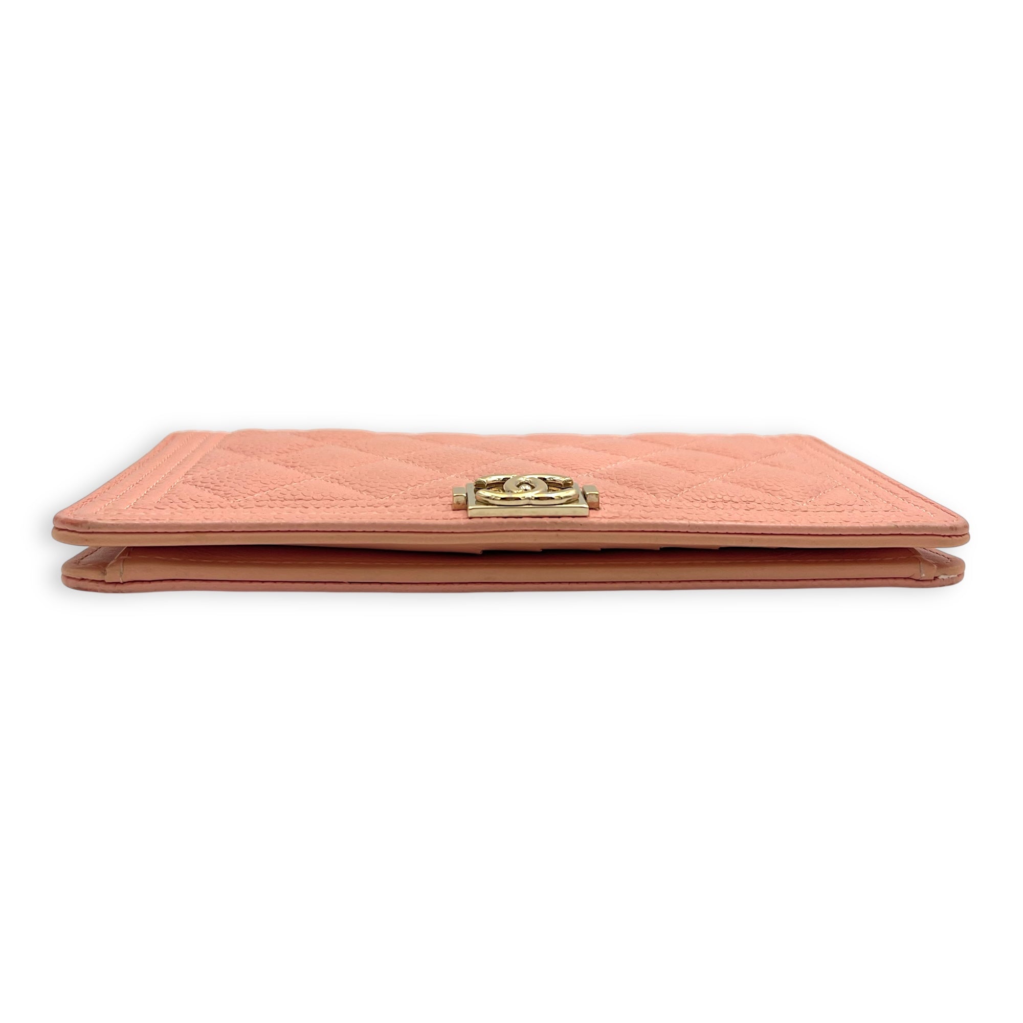 Boy Peach Wallet in Caviar Leather, Gold hardware - Image 6