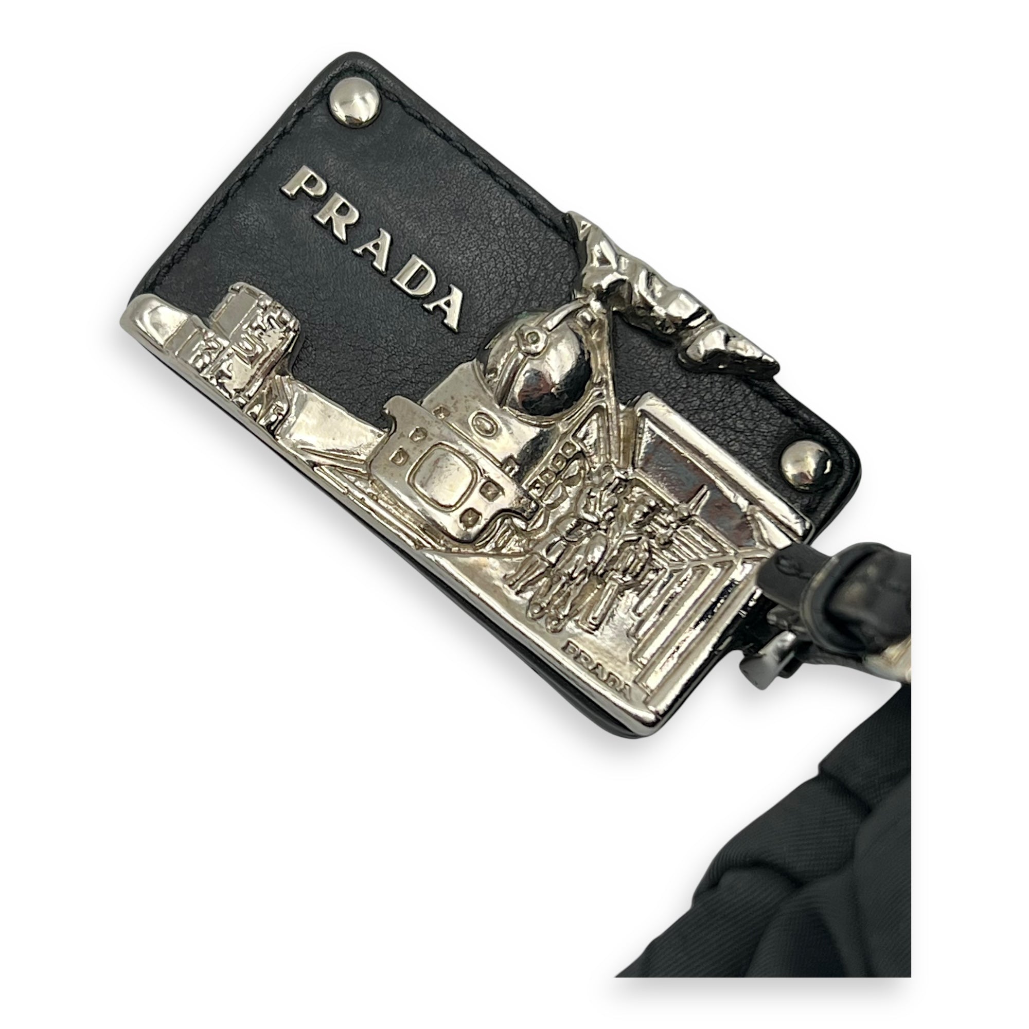 Logo Top Handle Bag Black in Nylon, Silver hardware - Image 12