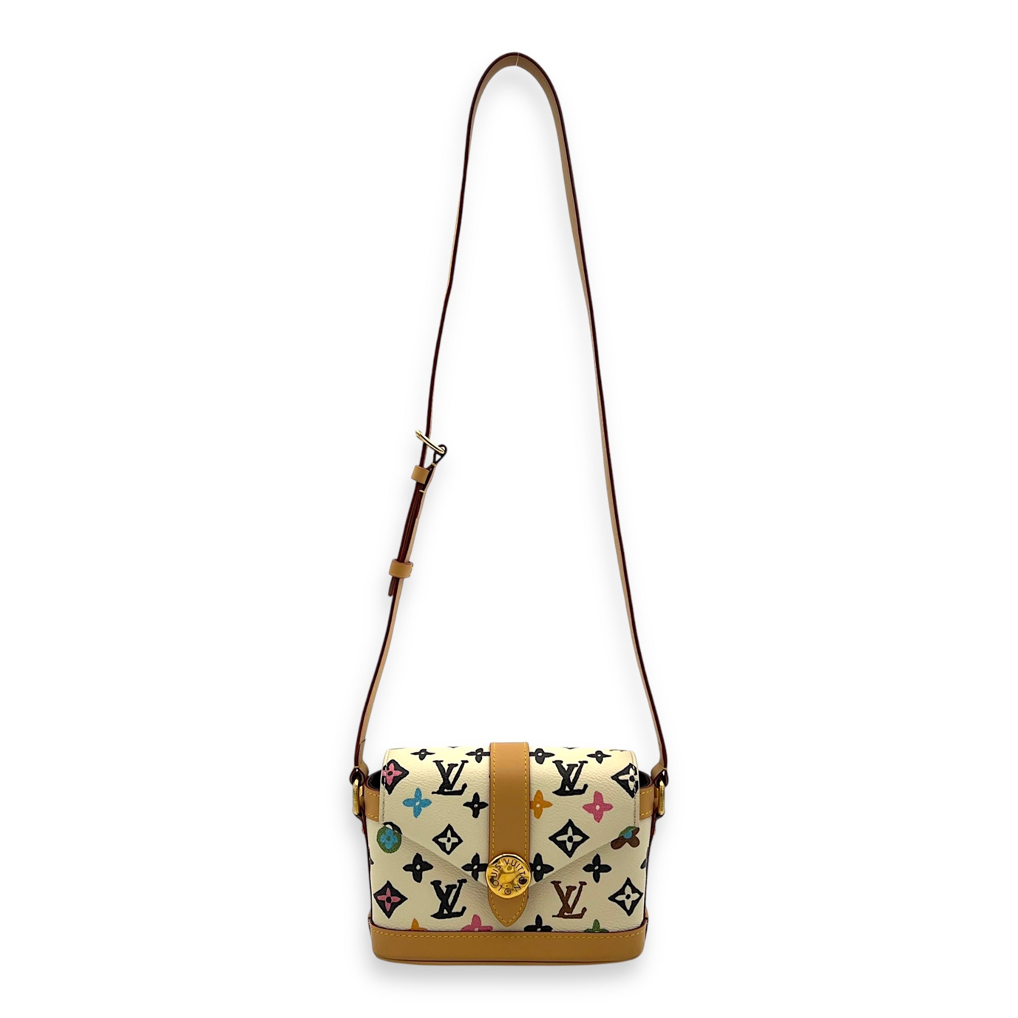 Craggy Wearable Wallet x Tyler The Creator Shoulder Bag White in Monogram Coated Canvas, Gold hardware - Image 17