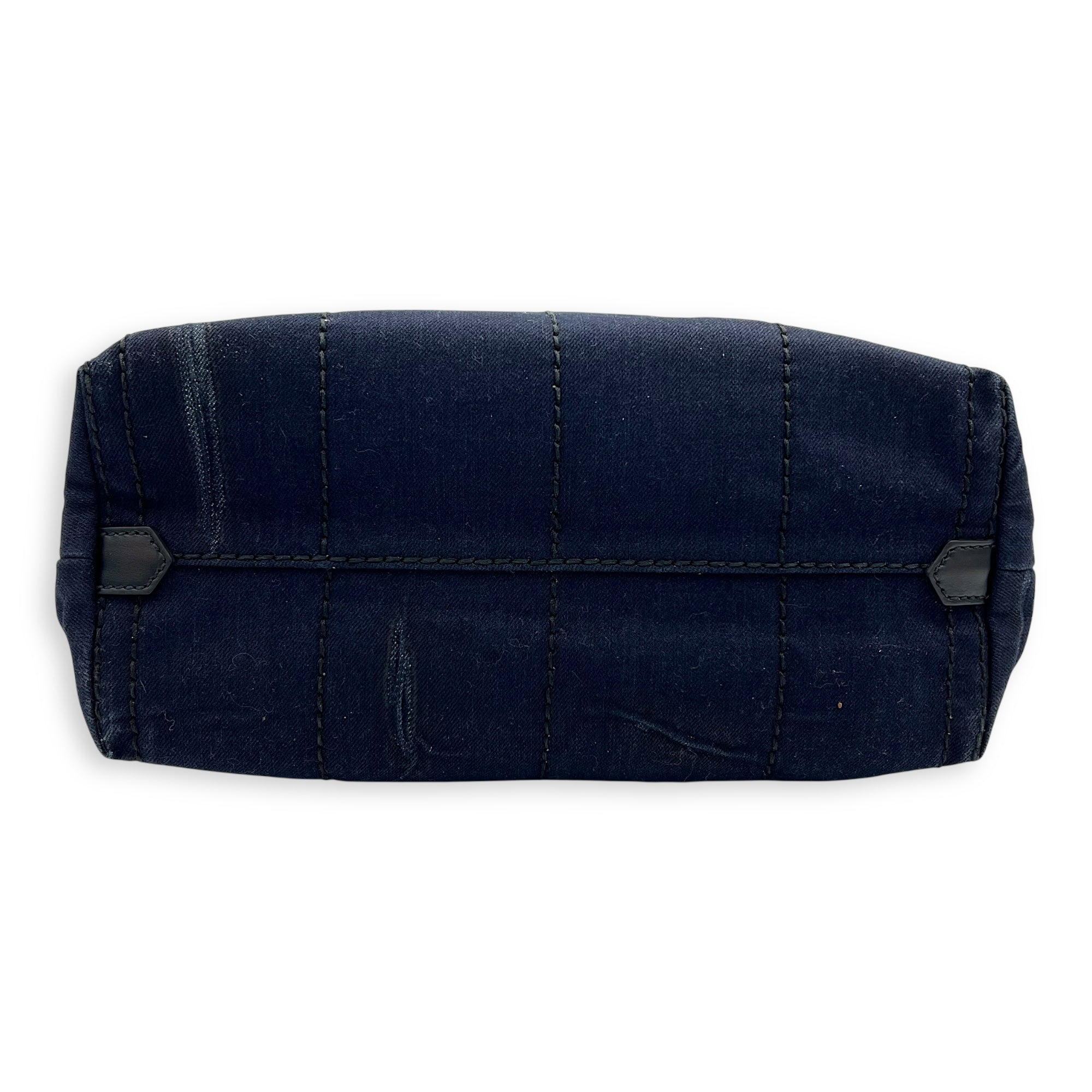 Denim Tote Bag Blue in Denim, Silver hardware - Image 6