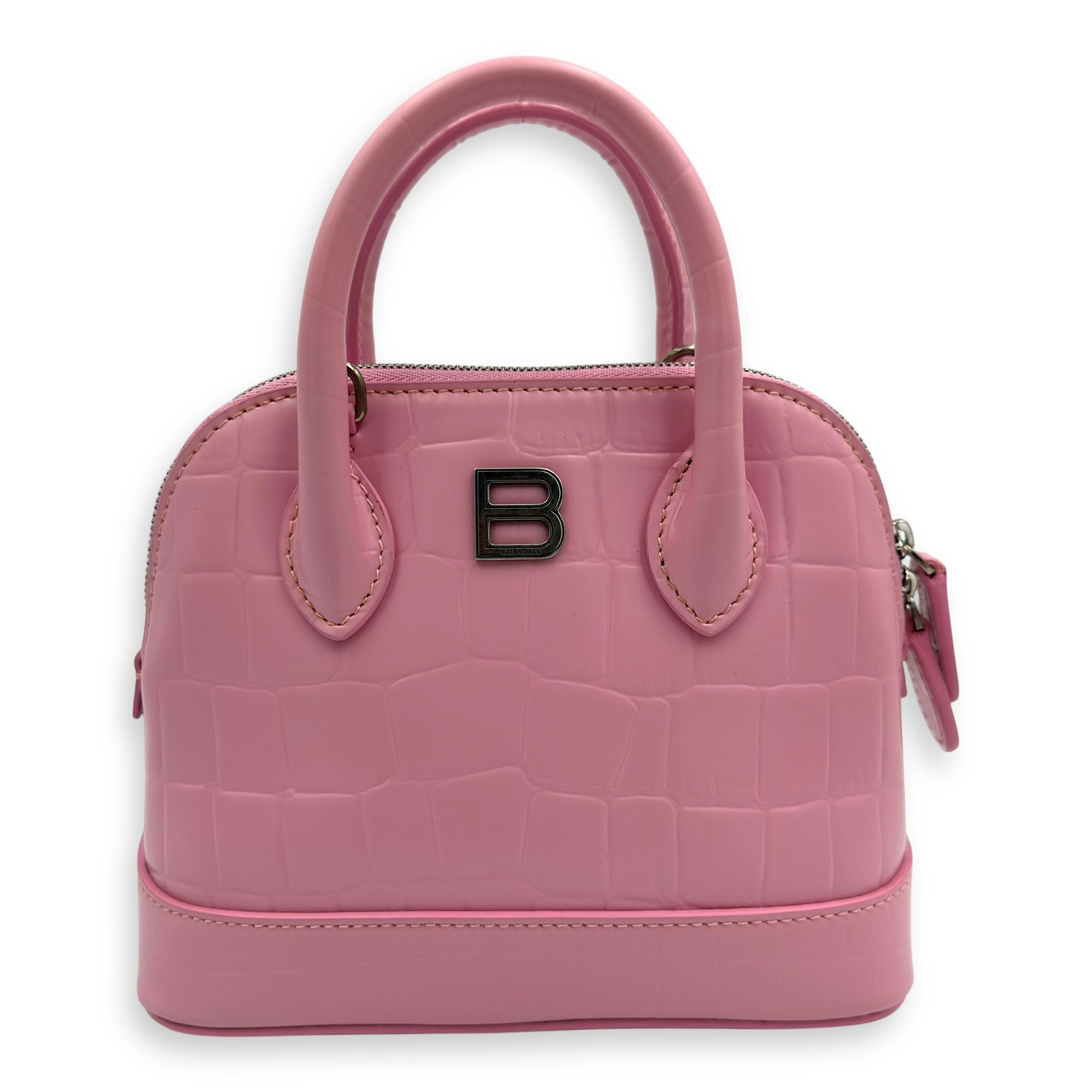 Ville Top Handle Bag Pink in Calfskin, Silver hardware