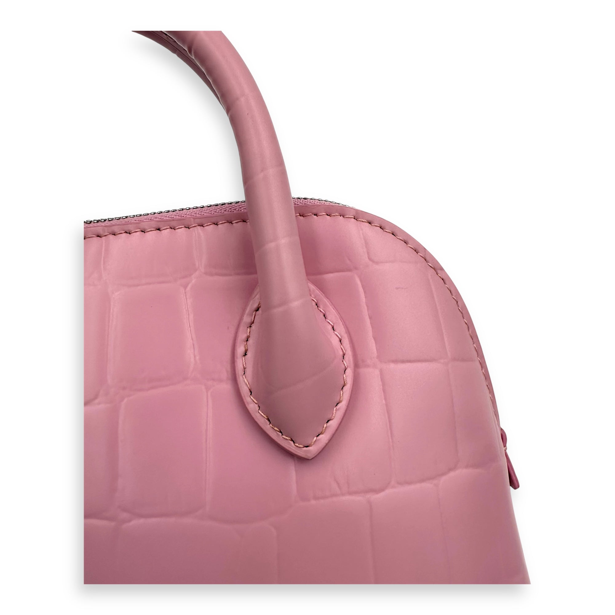 Ville Top Handle Bag Pink in Calfskin, Silver hardware - Image 10