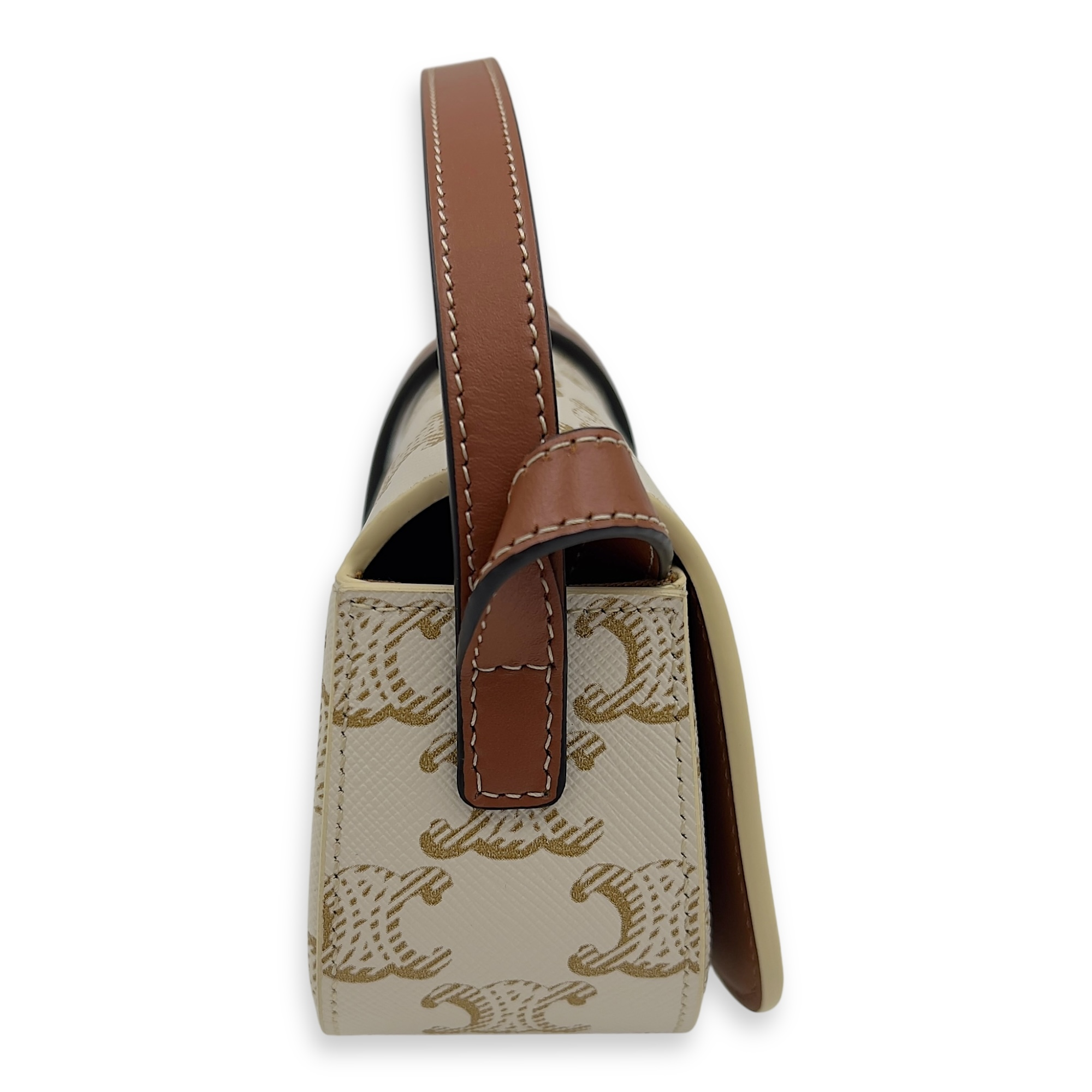 Tabou Shoulder Bag White in Coated Canvas, Gold hardware - Image 4