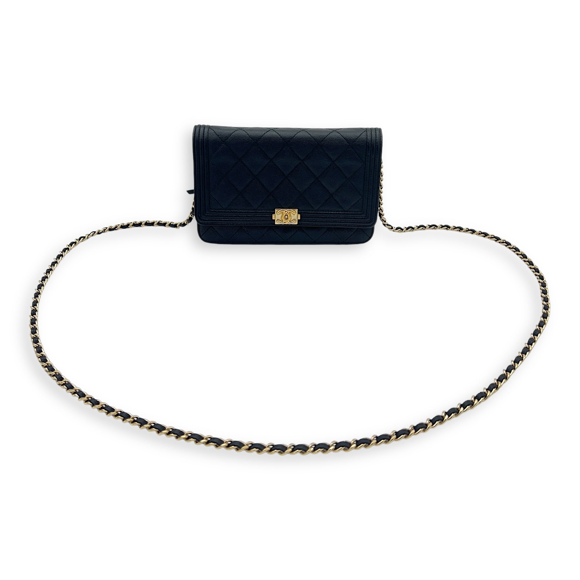 Boy Wallet On Chain Black in Caviar Leather, Gold hardware - Image 15