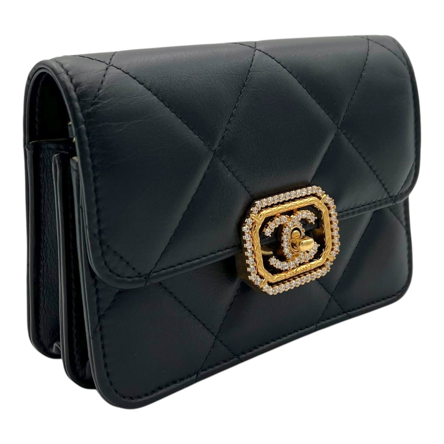 CC Clutch Black in Lambskin, Gold hardware - Image 5
