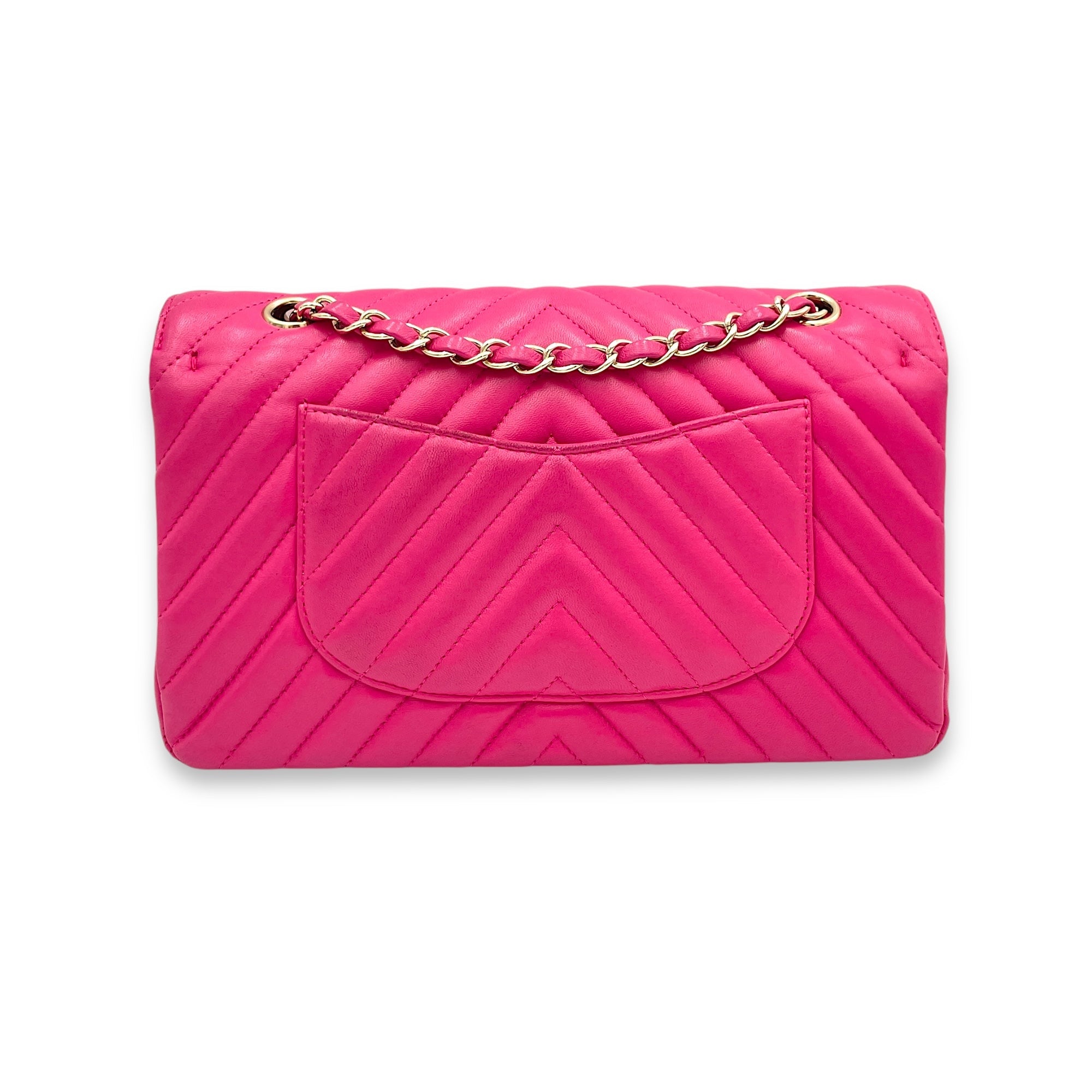 Classic Chevron Shoulder Bag in Calfskin, Gold hardware - Image 3