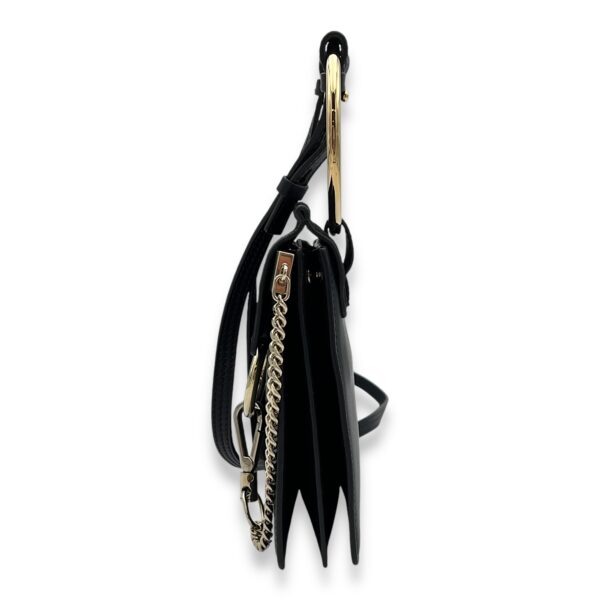 Faye Small Black Crossbody Bag in Calfskin, Gold hardware - Image 4