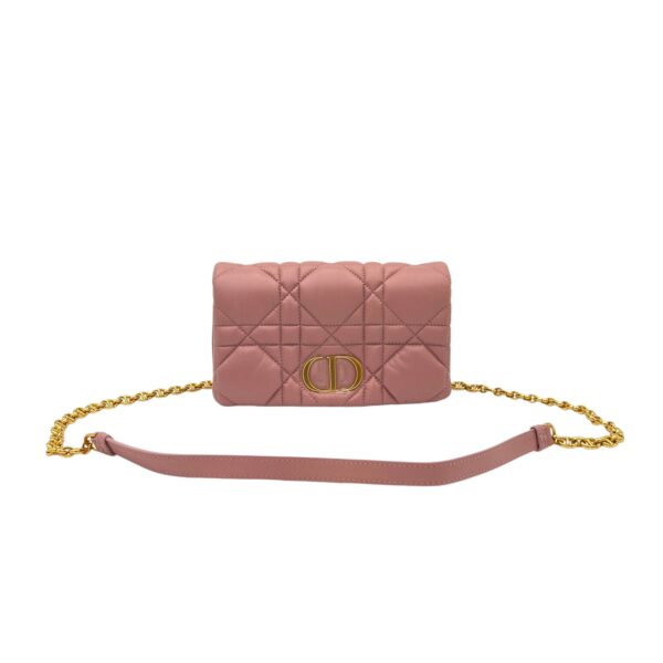 Caro Crossbody Bag Pink in Lambskin, Gold hardware - Image 8