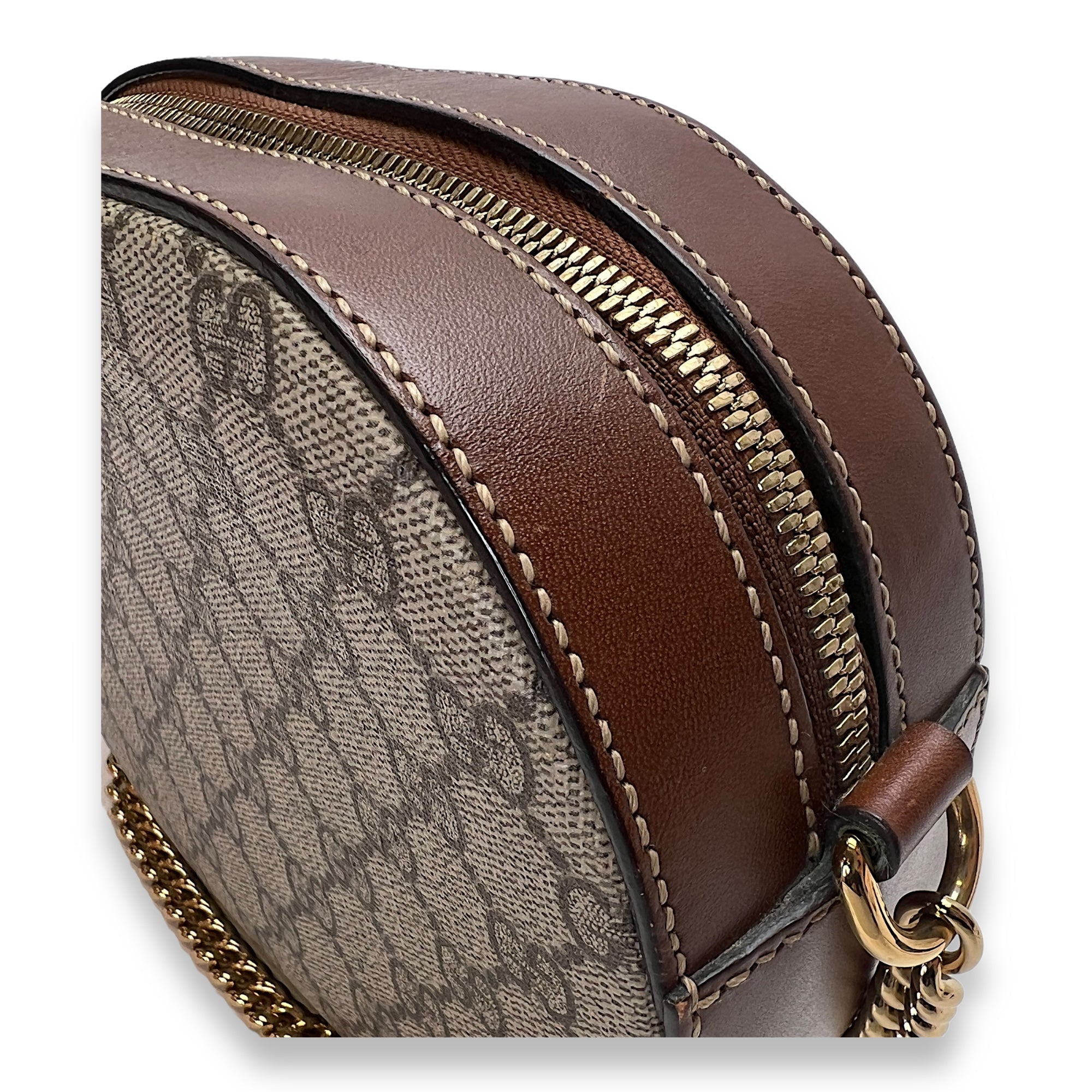 GG supreme Crossbody Bag Brown in Coated Canvas , Gold Hardware - Image 11